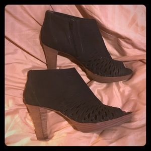 Paul Green Munich Black Suede PeepToe Ankle Bootie
